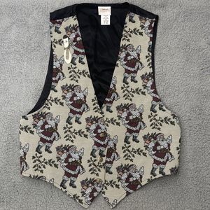 Christmas Vest Backroad Blues Santa Womens XL Holiday with Snowman Pin